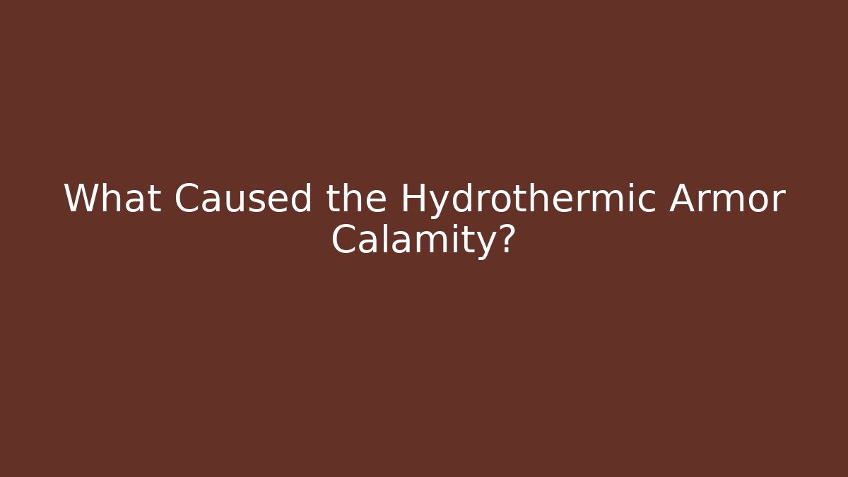 What Caused the Hydrothermic Armor Calamity? - Critter Realm