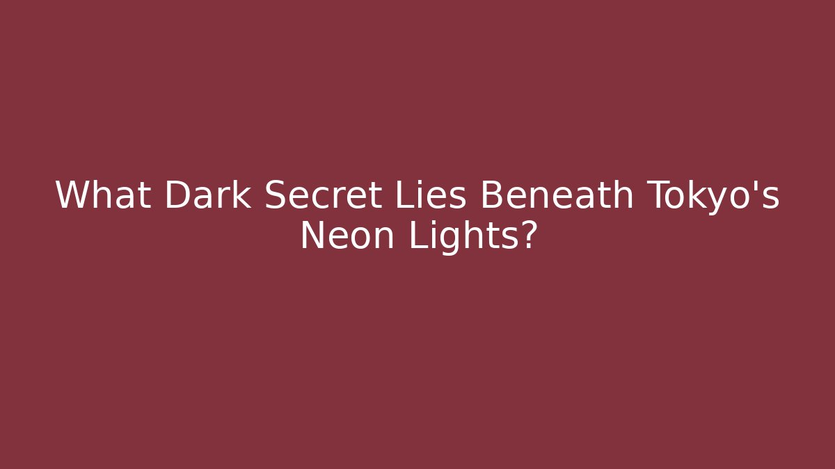 What Dark Secret Lies Beneath Tokyo's Neon Lights?