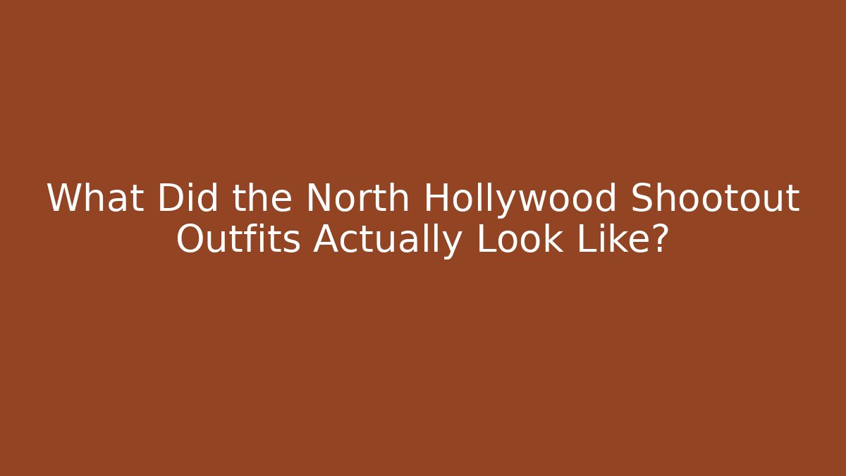 What Did the North Hollywood Shootout Outfits Actually Look Like?