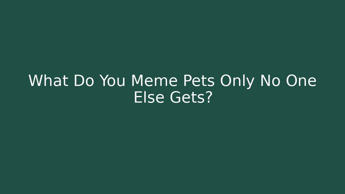 What Do You Meme Pets Only No One Else Gets?