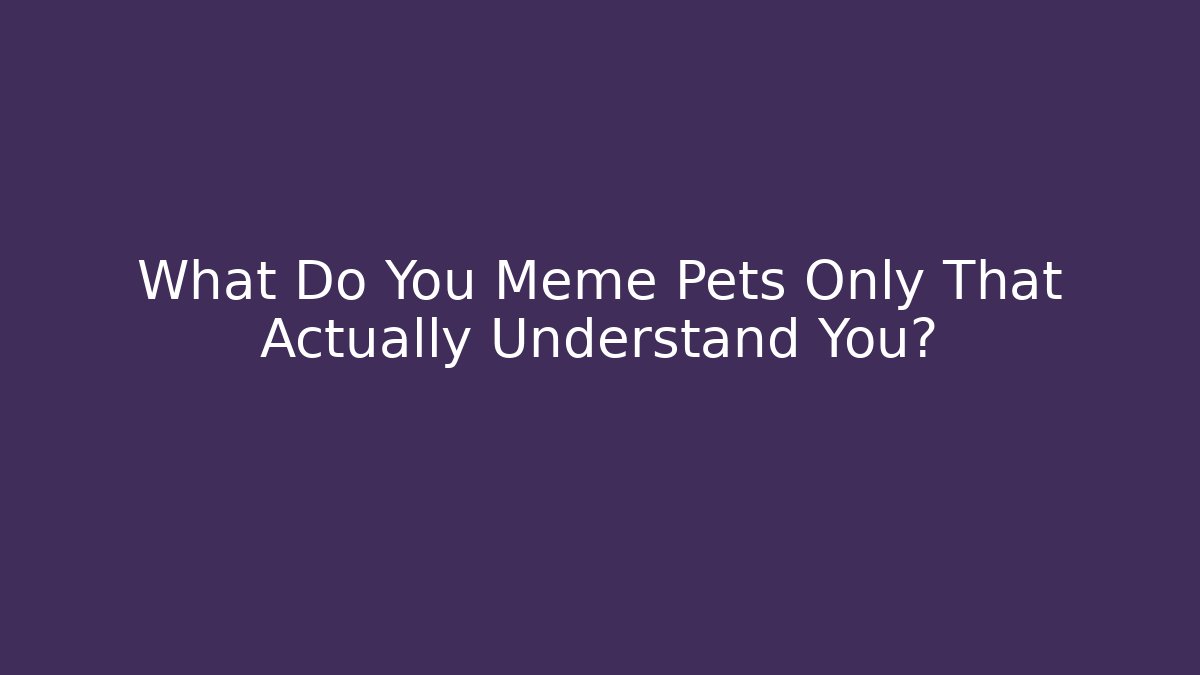 What Do You Meme Pets Only That Actually Understand You?