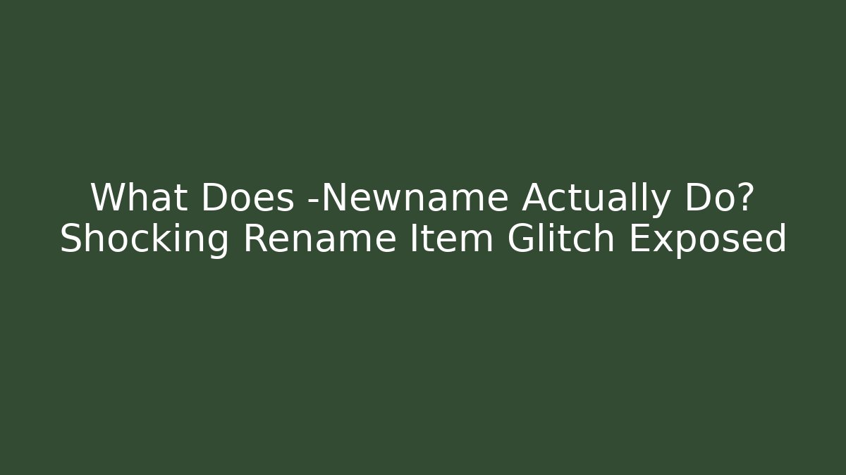 What Does -Newname Actually Do? Shocking Rename Item Glitch Exposed