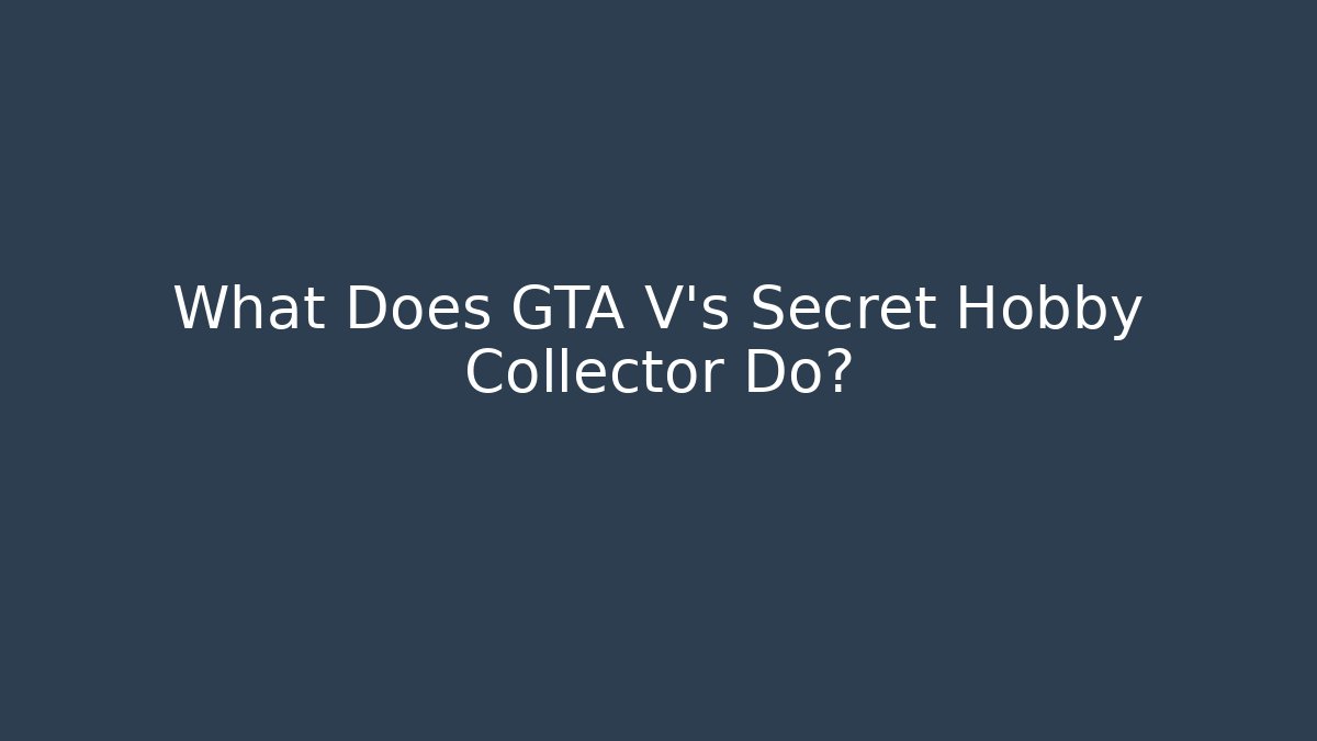 What Does GTA V's Secret Hobby Collector Do?