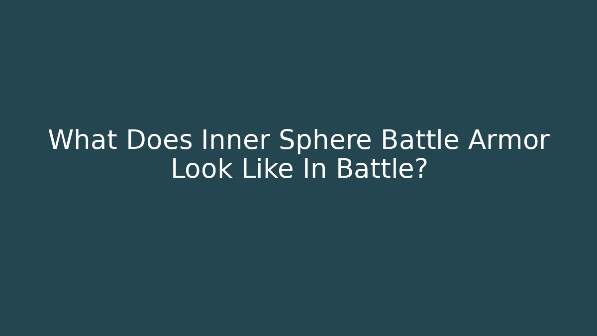 What Does Inner Sphere Battle Armor Look Like In Battle?