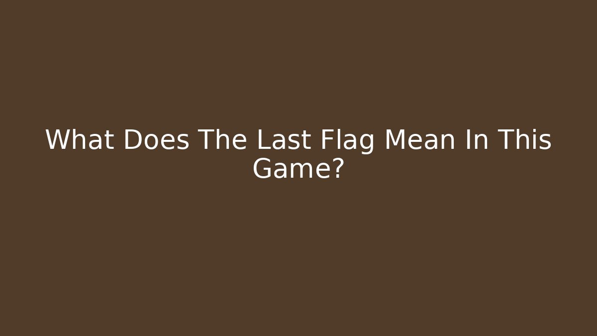 What Does The Last Flag Mean In This Game?