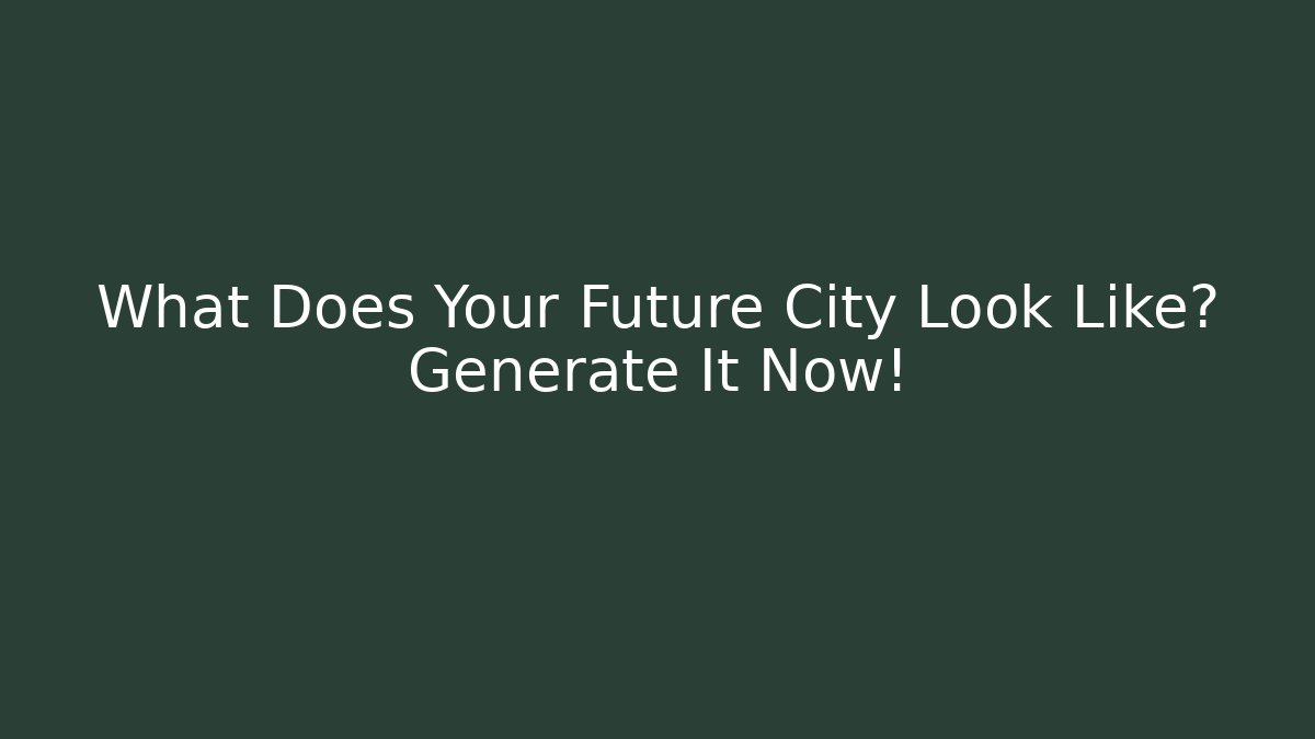What Does Your Future City Look Like? Generate It Now! - Critter Realm