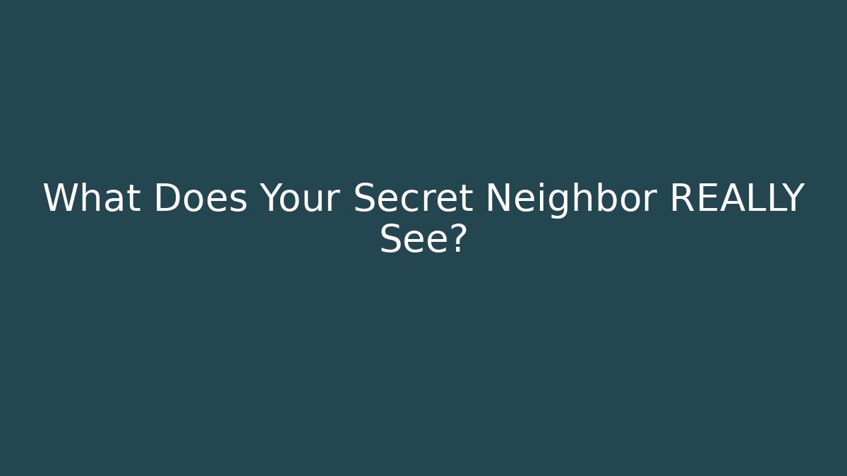 What Does Your Secret Neighbor REALLY See?