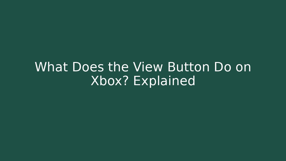 What Does the View Button Do on Xbox? Explained