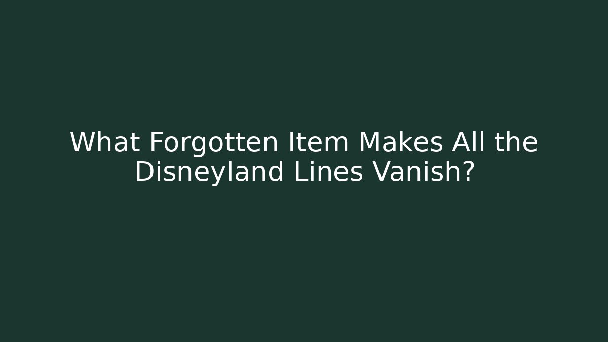 What Forgotten Item Makes All the Disneyland Lines Vanish?