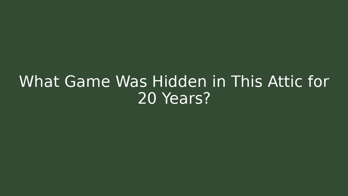 What Game Was Hidden in This Attic for 20 Years?