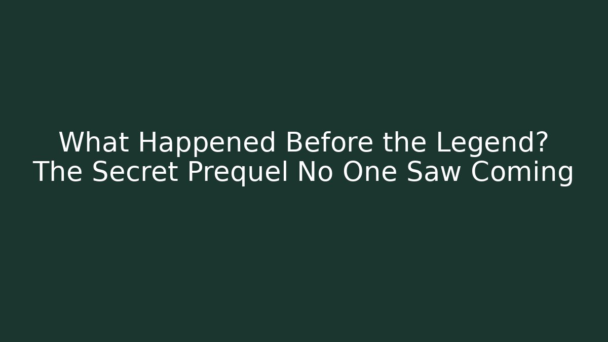 What Happened Before the Legend? The Secret Prequel No One Saw Coming
