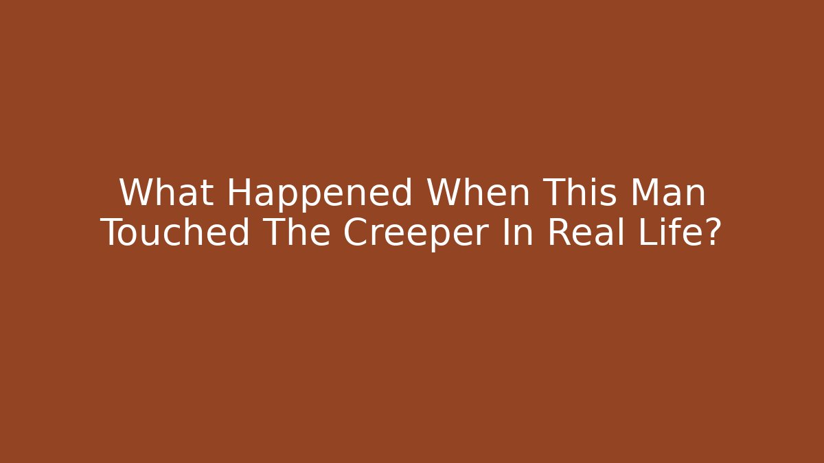 What Happened When This Man Touched The Creeper In Real Life?
