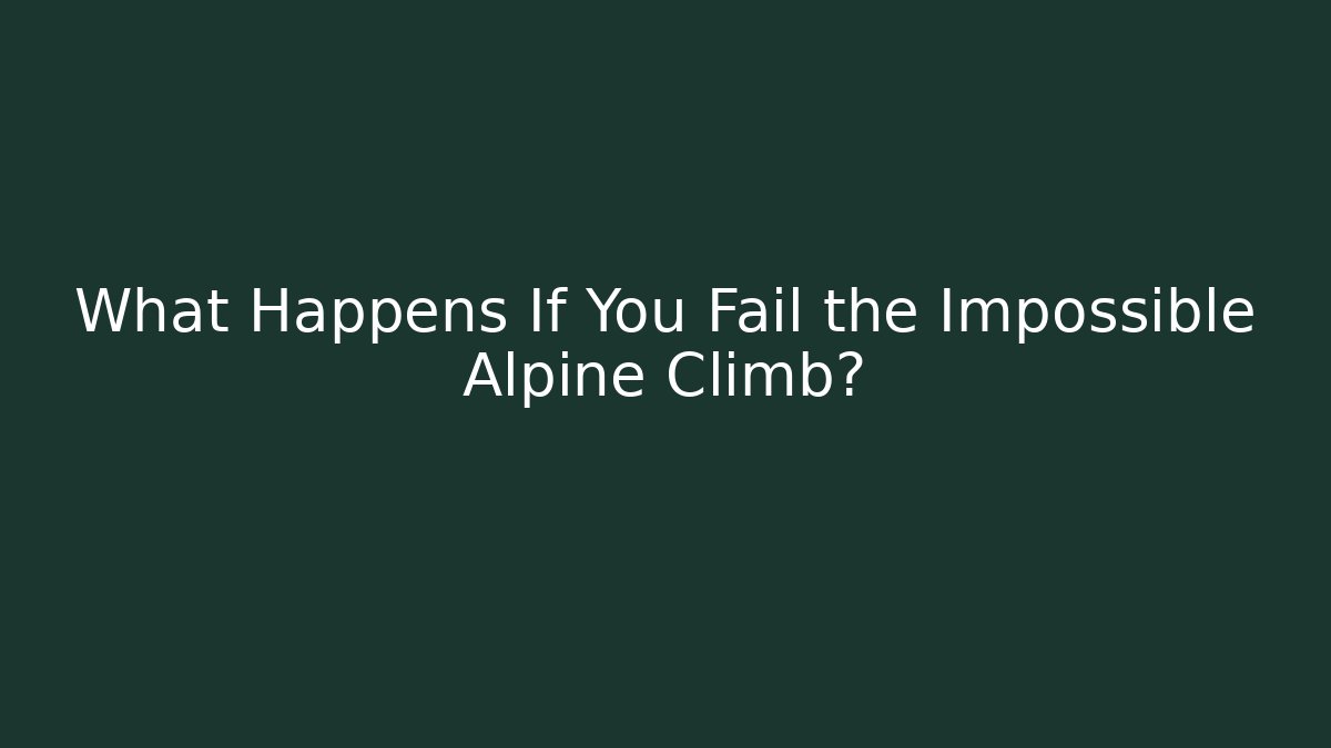 What Happens If You Fail the Impossible Alpine Climb?