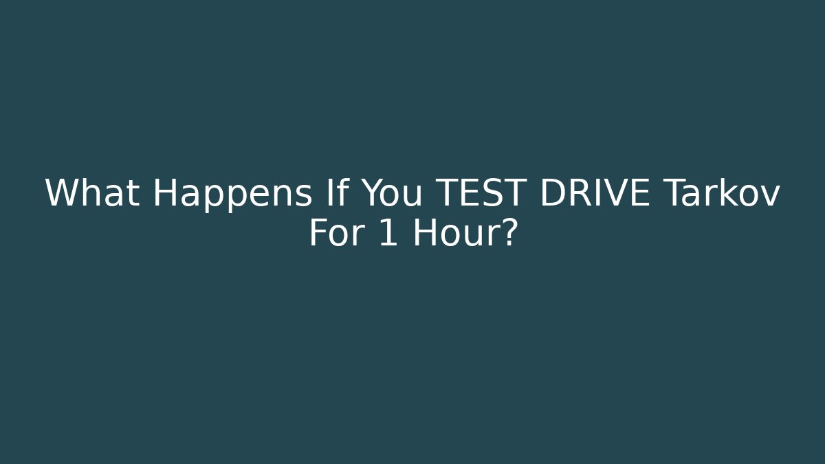 What Happens If You TEST DRIVE Tarkov For 1 Hour?