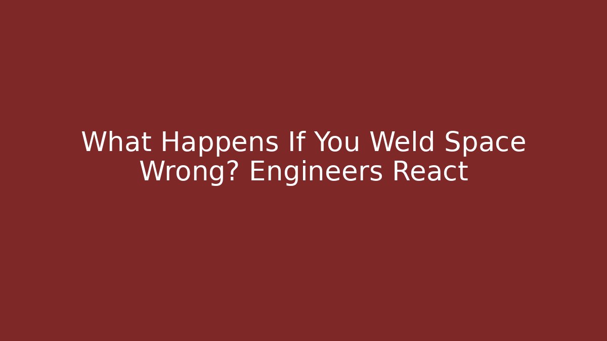 What Happens If You Weld Space Wrong? Engineers React