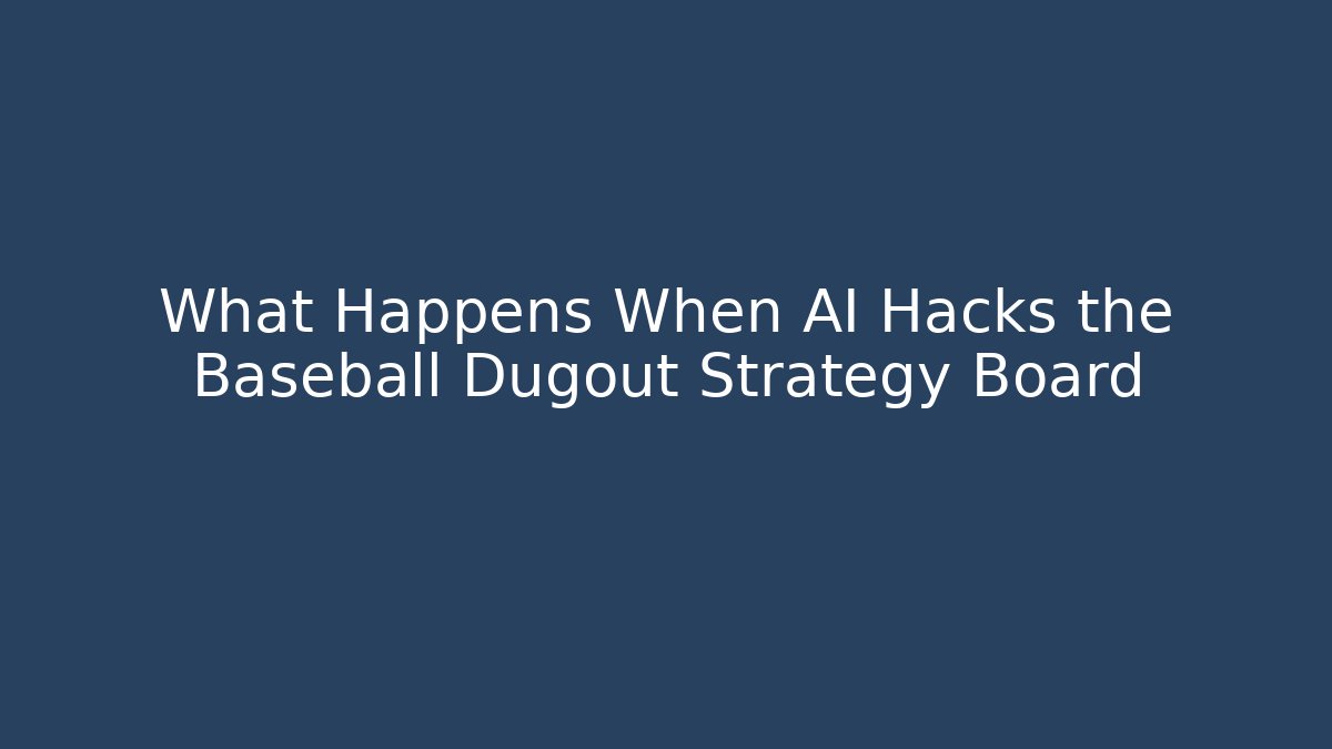 What Happens When AI Hacks the Baseball Dugout Strategy Board