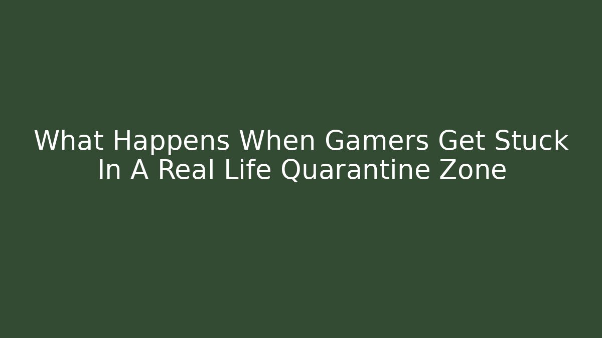 What Happens When Gamers Get Stuck In A Real Life Quarantine Zone