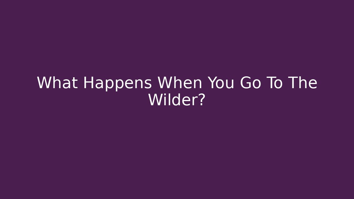 What Happens When You Go To The Wilder?