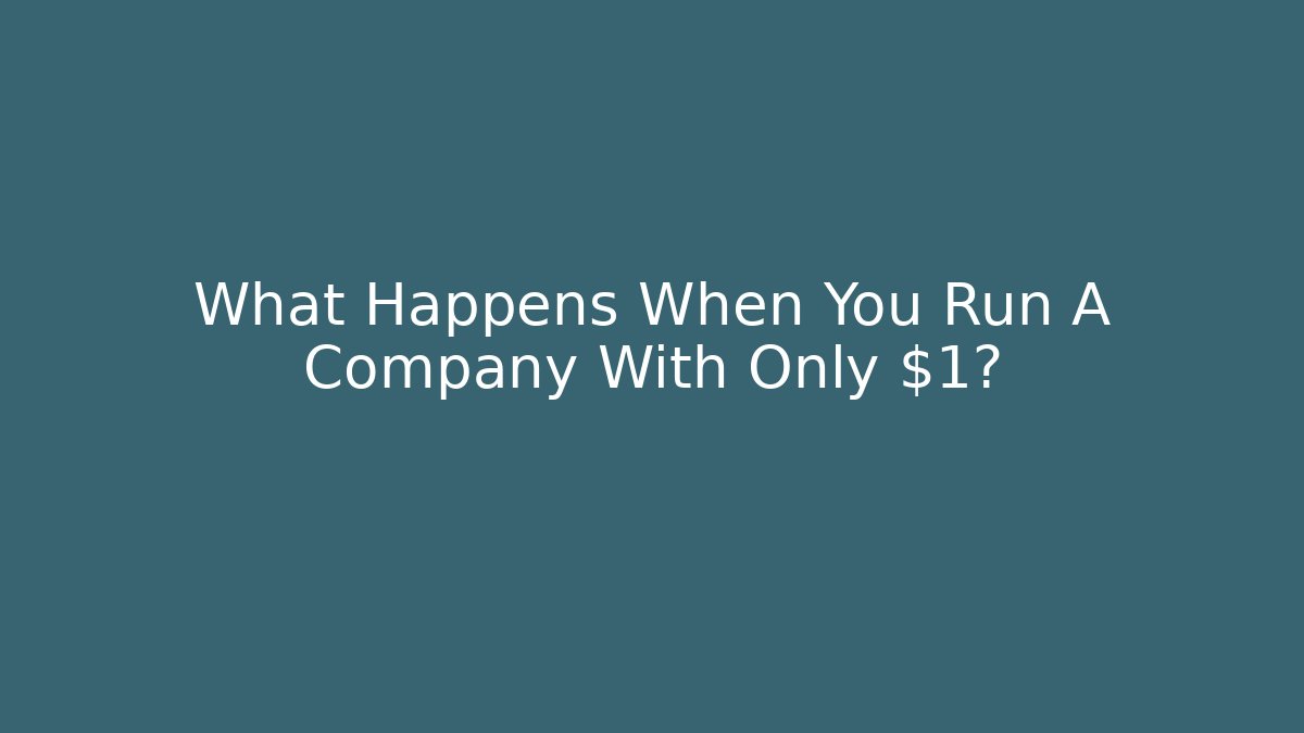 What Happens When You Run A Company With Only $1?