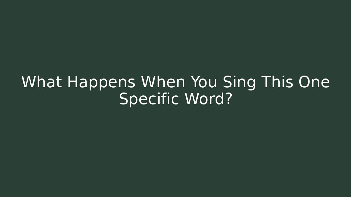 What Happens When You Sing This One Specific Word? - Critter Realm