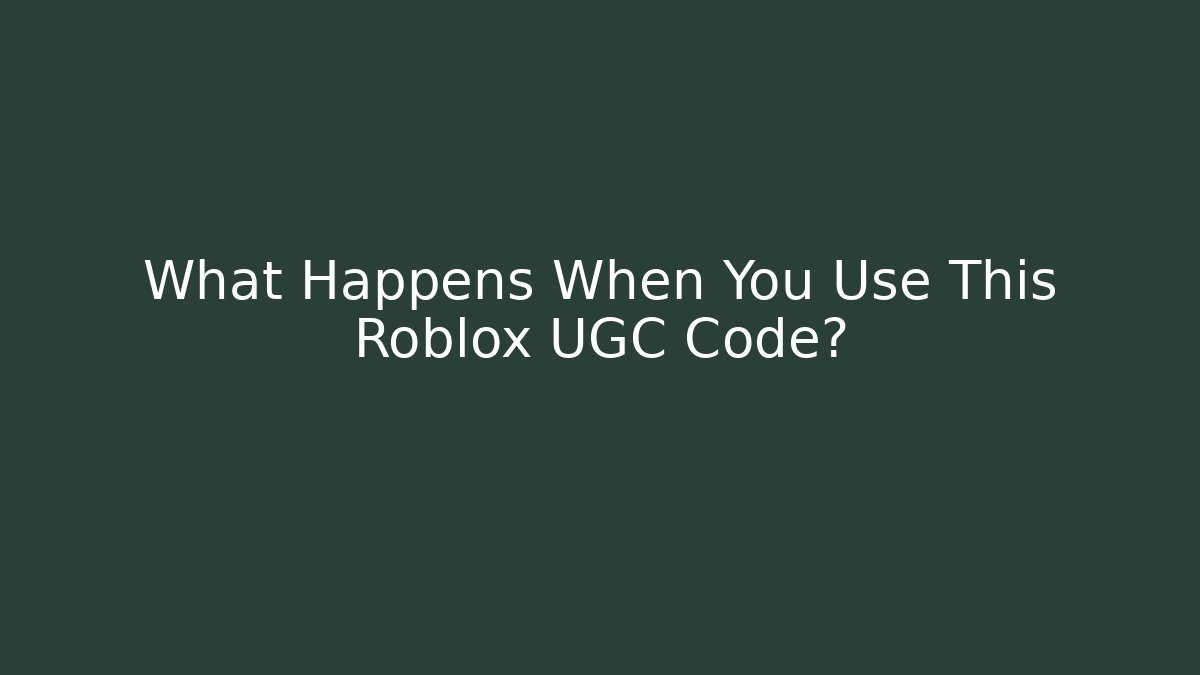What Happens When You Use This Roblox UGC Code?