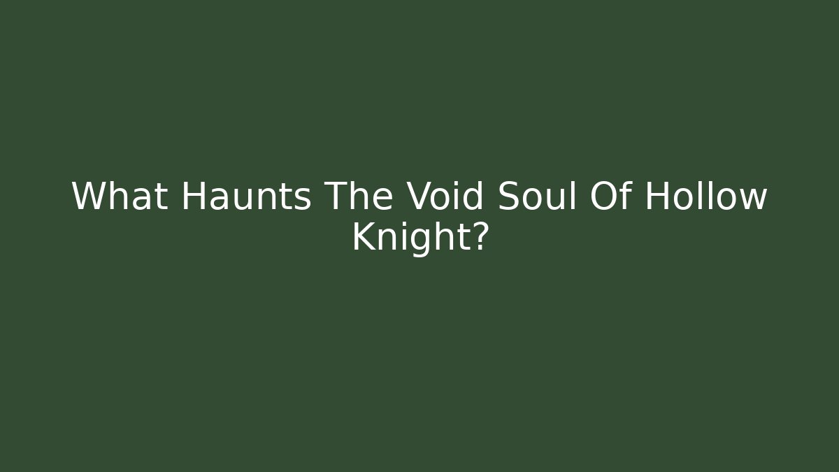 What Haunts The Void Soul Of Hollow Knight?