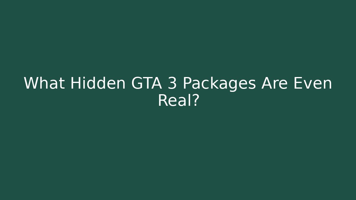 What Hidden GTA 3 Packages Are Even Real? - Critter Realm