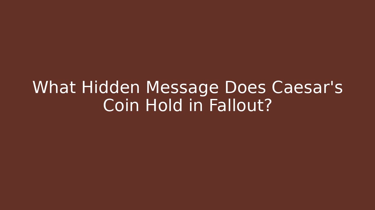 What Hidden Message Does Caesar's Coin Hold in Fallout?