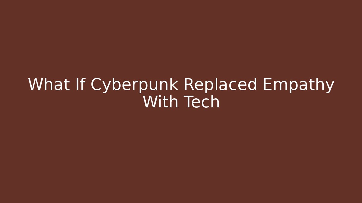 What If Cyberpunk Replaced Empathy With Tech