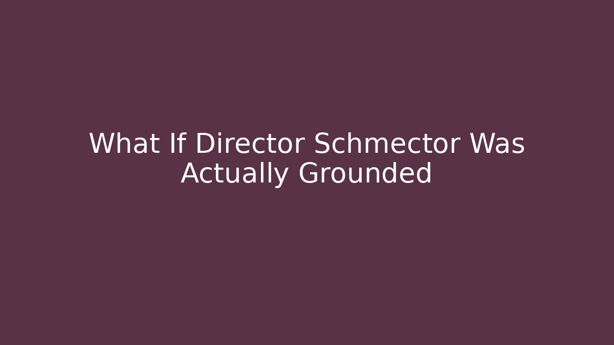 What If Director Schmector Was Actually Grounded