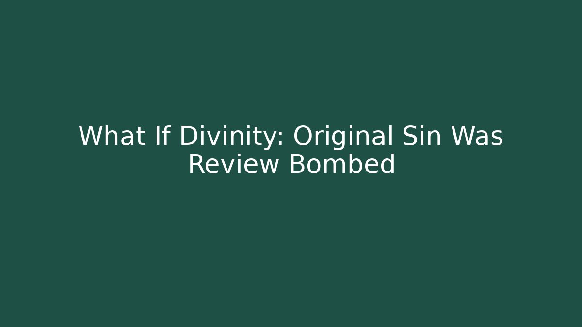 What If Divinity: Original Sin Was Review Bombed