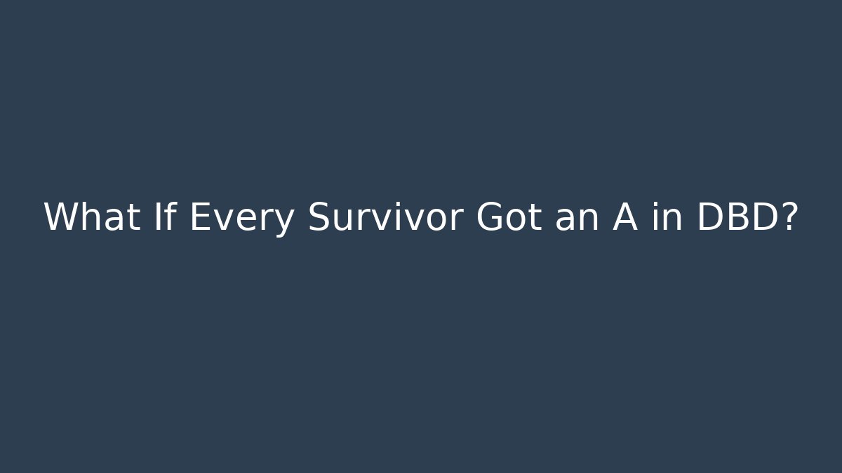 What If Every Survivor Got an A+ in DBD?