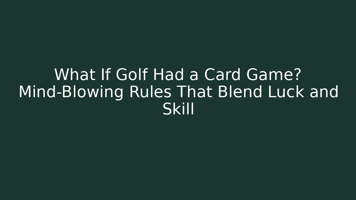 What If Golf Had a Card Game? Mind-Blowing Rules That Blend Luck and Skill