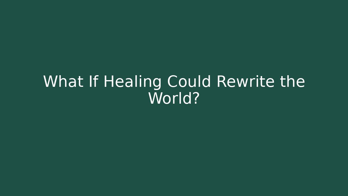 What If Healing Could Rewrite the World?