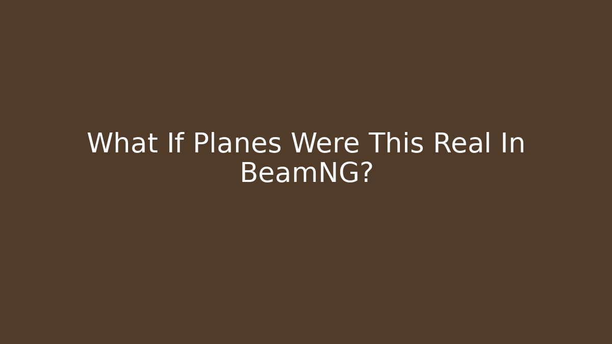 What If Planes Were This Real In BeamNG?
