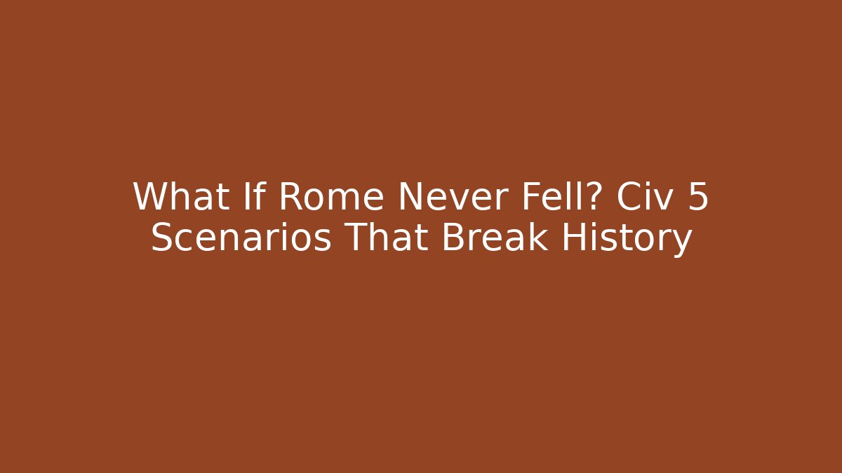 What If Rome Never Fell? Civ 5 Scenarios That Break History