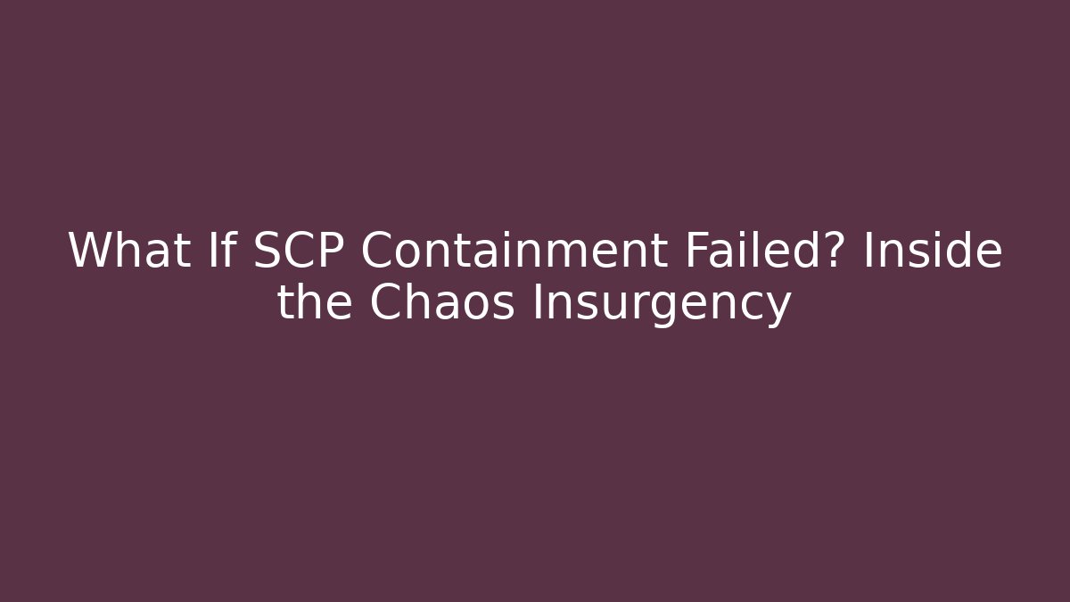 What If SCP Containment Failed? Inside the Chaos Insurgency