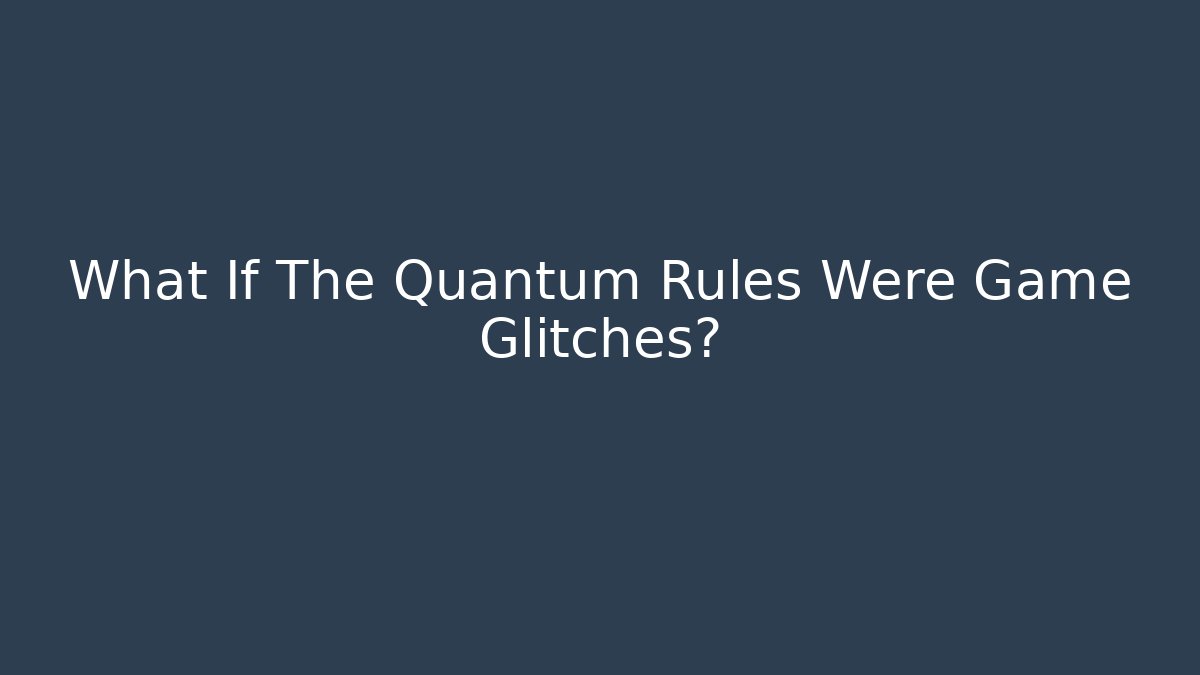 What If The Quantum Rules Were Game Glitches?