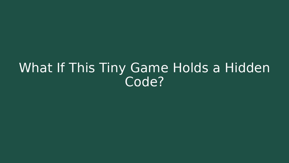 What If This Tiny Game Holds a Hidden Code? - Critter Realm