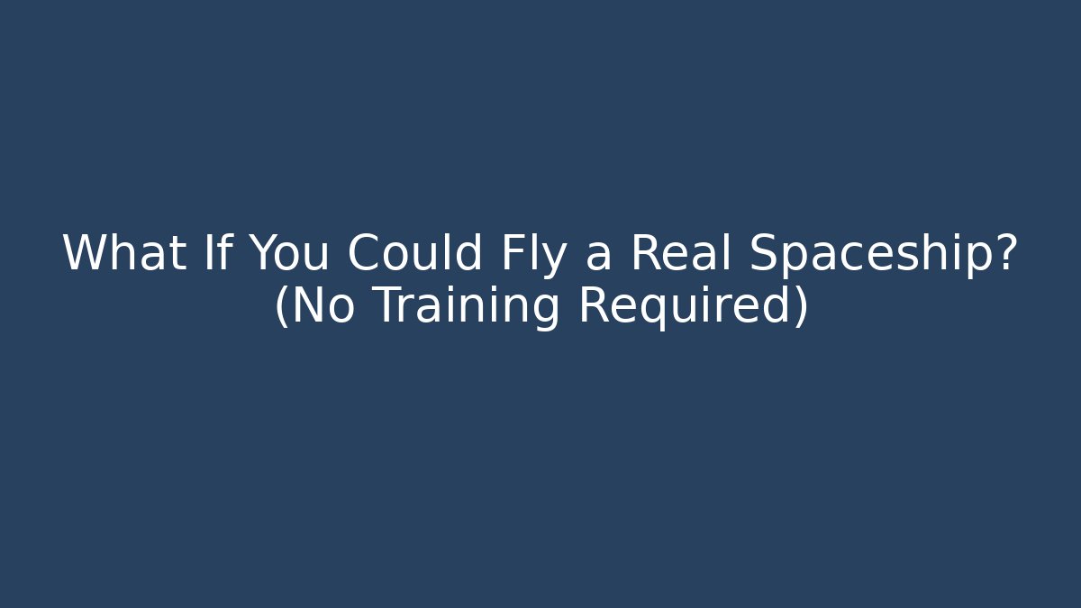 What If You Could Fly a Real Spaceship? (No Training Required)