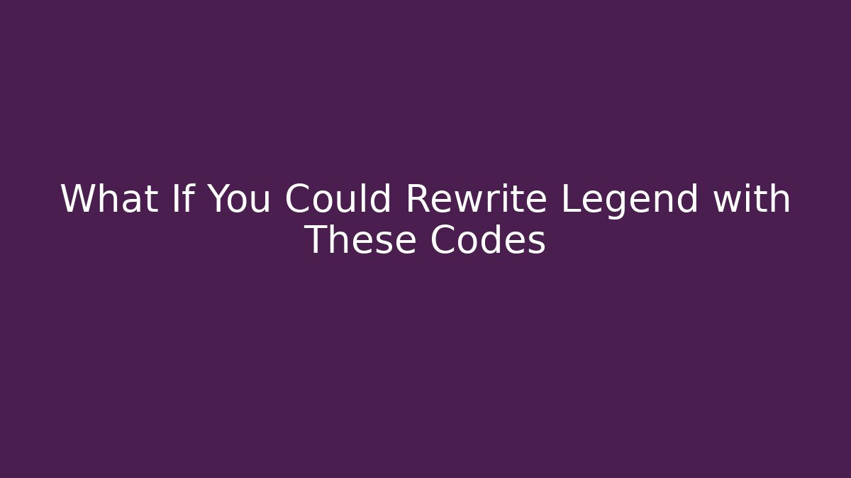 What If You Could Rewrite Legend with These Codes