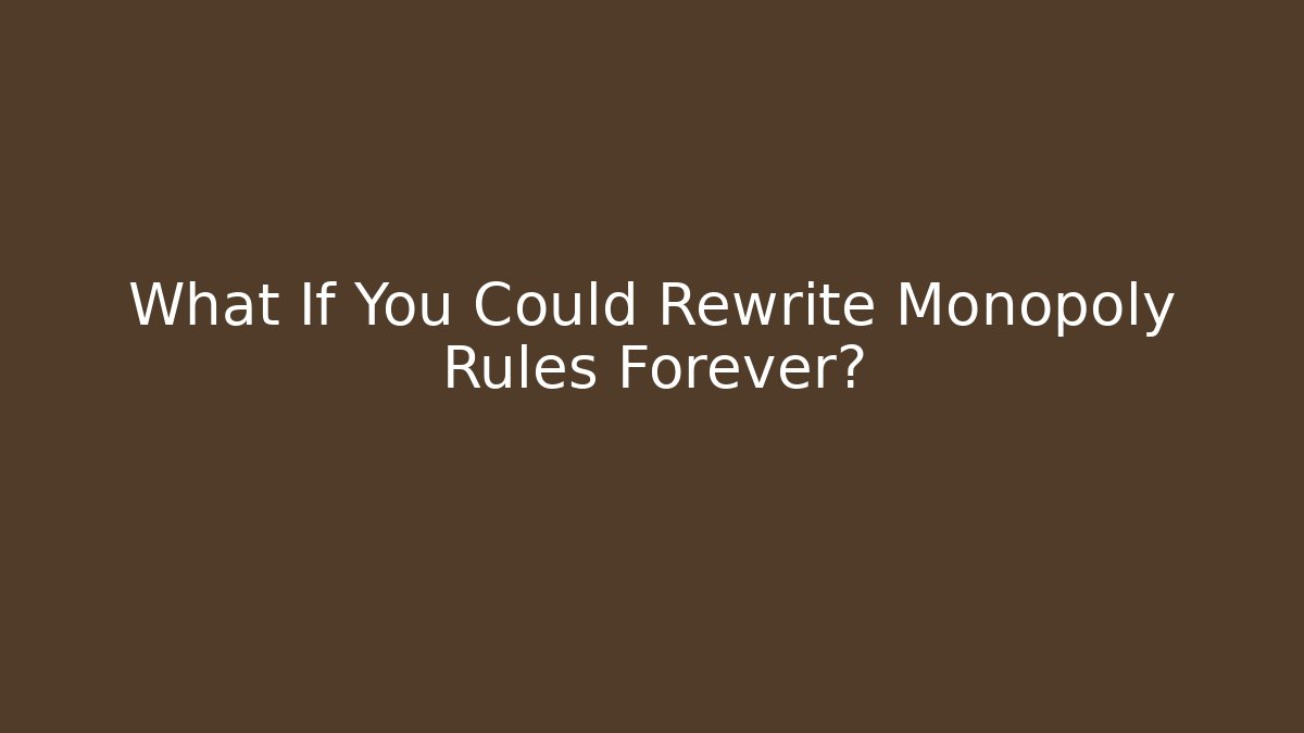What If You Could Rewrite Monopoly Rules Forever?