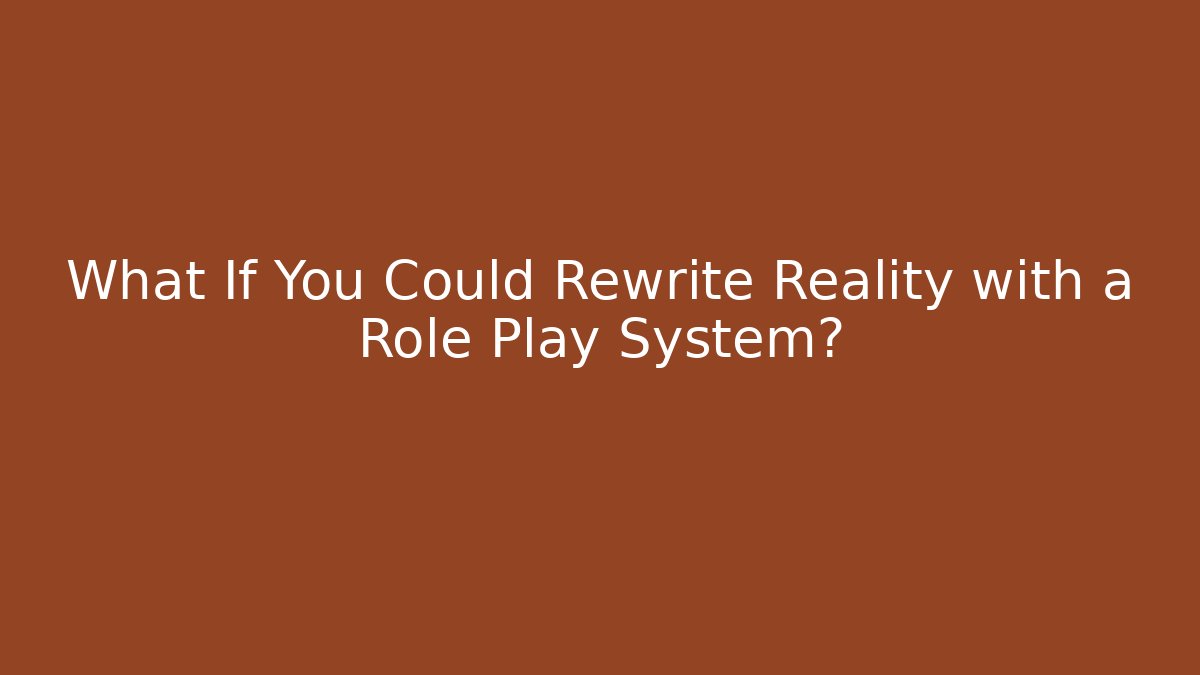 What If You Could Rewrite Reality with a Role Play System? - Critter Realm