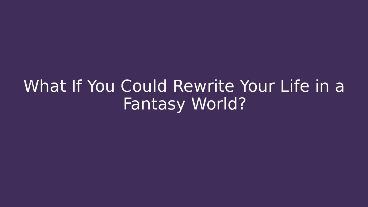 What If You Could Rewrite Your Life in a Fantasy World?