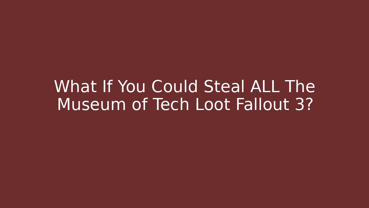 What If You Could Steal ALL The Museum of Tech Loot Fallout 3?