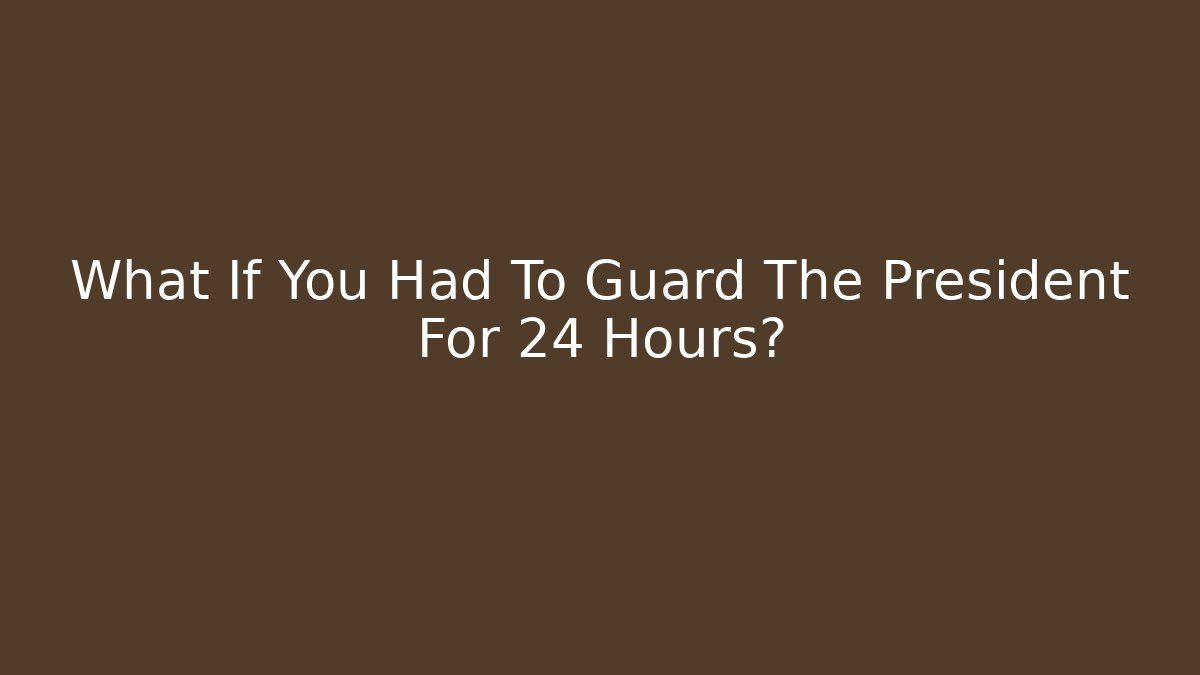 What If You Had To Guard The President For 24 Hours?