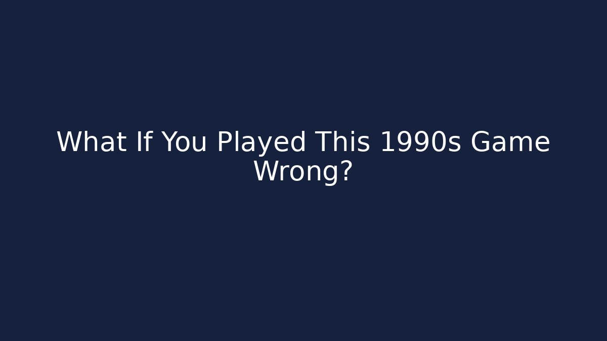 What If You Played This 1990s Game Wrong? - Critter Realm