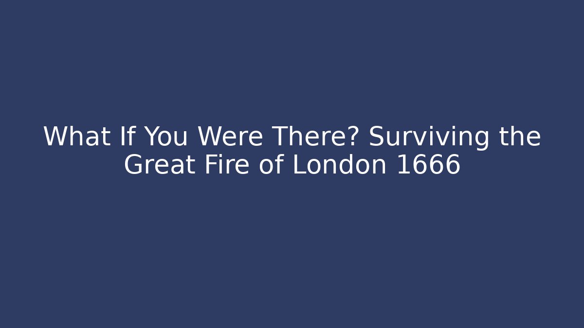 What If You Were There? Surviving the Great Fire of London 1666