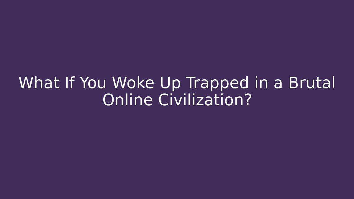 What If You Woke Up Trapped in a Brutal Online Civilization?