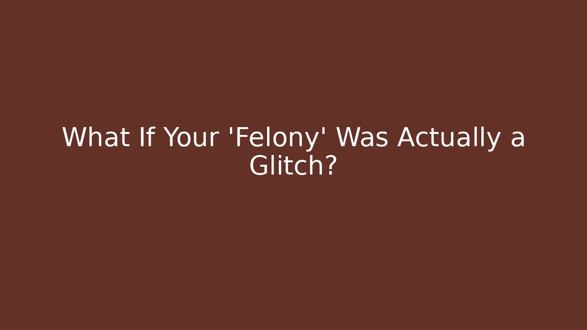What If Your 'Felony' Was Actually a Glitch?